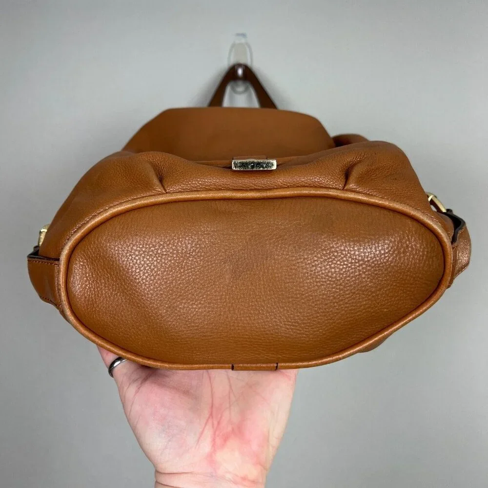 Michael Kors Leather Hobo Handbag Shoulder Bag Gold Plated Hardware Fulton Brown